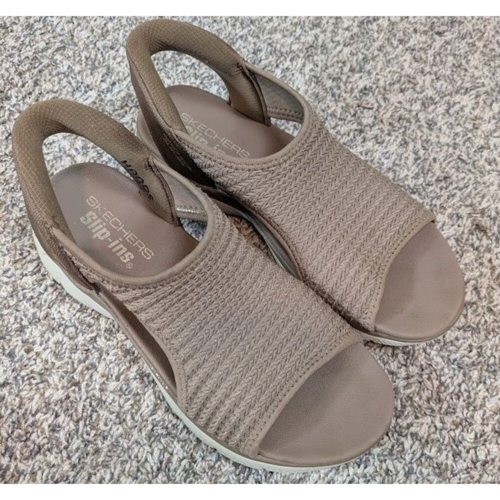 Skechers Slip-Ins Summits Vegan Sandals Taupe Women's 8 Brown